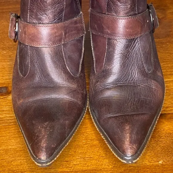 Vintage Desmo 90s classic brown weathered western leather boots bootie size US 7