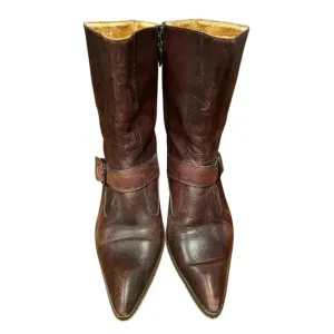 Vintage Desmo 90s classic brown weathered western leather boots bootie size US 7