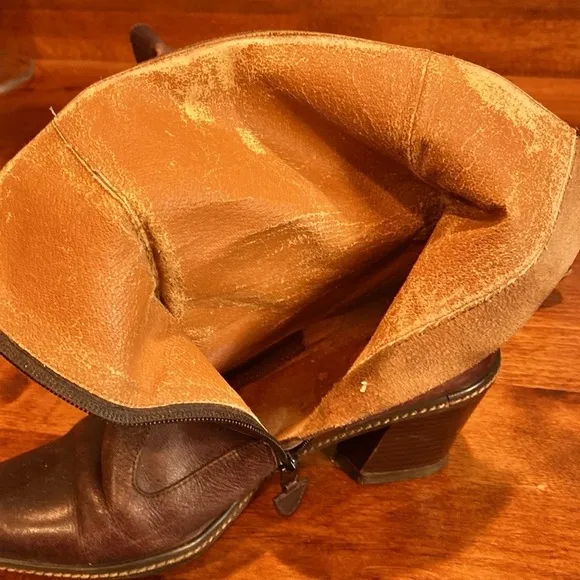 Vintage Desmo 90s classic brown weathered western leather boots bootie size US 7
