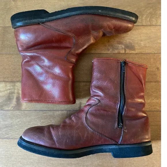 Vintage Dexter Brown Cognac Distressed Fleece-Lined Boot Men's size 9