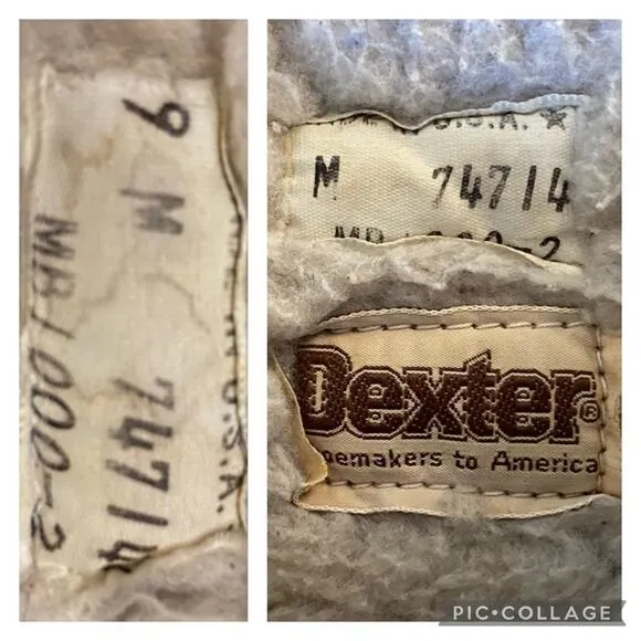 Vintage Dexter Brown Cognac Distressed Fleece-Lined Boot Men's size 9