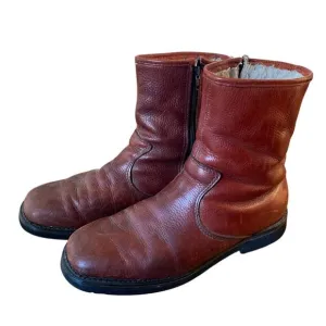 Vintage Dexter Brown Cognac Distressed Fleece-Lined Boot Men's size 9