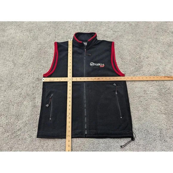 Vintage Double-H Boots Vest Mens Medium Full Zip Fleece Zip Pockets‎ Black
