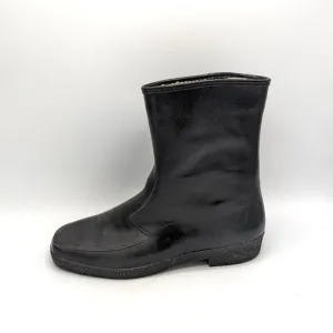 Vintage German Style Military Leather Sherpa Lined Boots Black Mens US 10 Winter