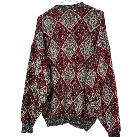 Vintage Grandpa Dark Academia Oversized Slouchy Cardigan Knit Sweater Size Large