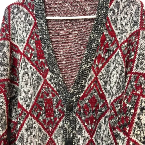 Vintage Grandpa Dark Academia Oversized Slouchy Cardigan Knit Sweater Size Large