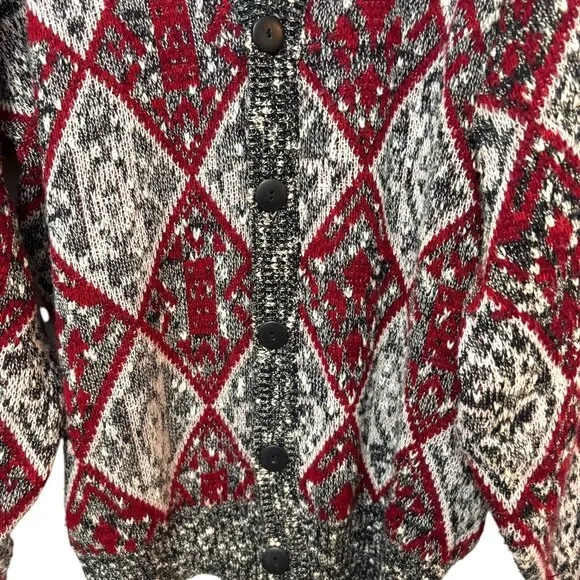 Vintage Grandpa Dark Academia Oversized Slouchy Cardigan Knit Sweater Size Large