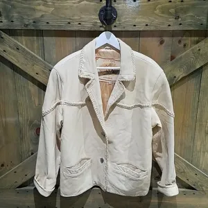 VINTAGE GUESS BY GEORGES MARCIANO RED SKY YELLOW LEATHER COAT SIZE MEDIUM
