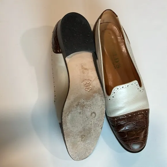 Vintage - HAROLDS, beige/brown leather flats, 9