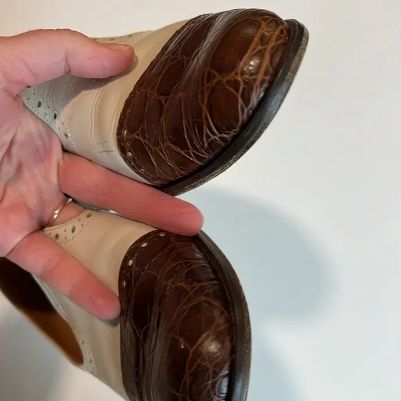Vintage - HAROLDS, beige/brown leather flats, 9