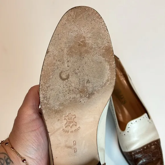 Vintage - HAROLDS, beige/brown leather flats, 9