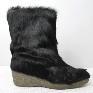 Vintage La Mondiale Wedge Heeled Italian Fur Boots