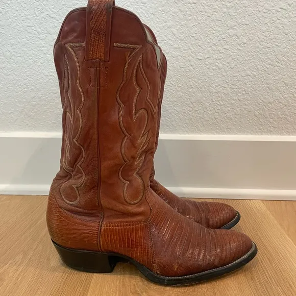 Vintage Larry Mahan Lizard Cowboy Boots