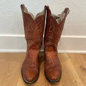 Vintage Larry Mahan Lizard Cowboy Boots