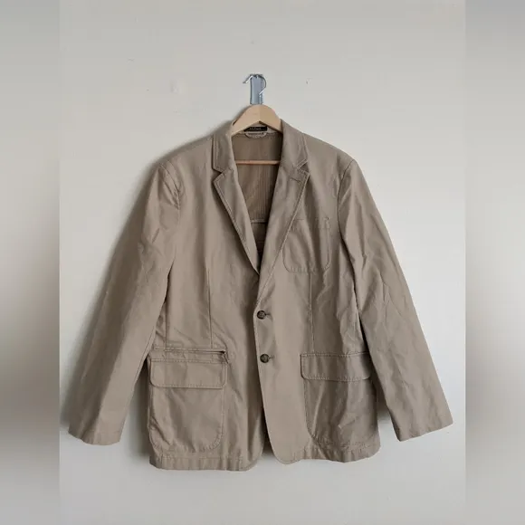 Vintage L.L.Bean Tan Blazer | Men's XL | Multi-Pocket Utility Jacket: