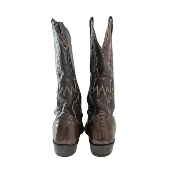 Vintage Nocona Brown Leather Cowboy Western Boots Size 8.5 D Pointed Toe Mens