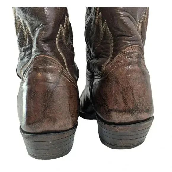 Vintage Nocona Brown Leather Cowboy Western Boots Size 8.5 D Pointed Toe Mens