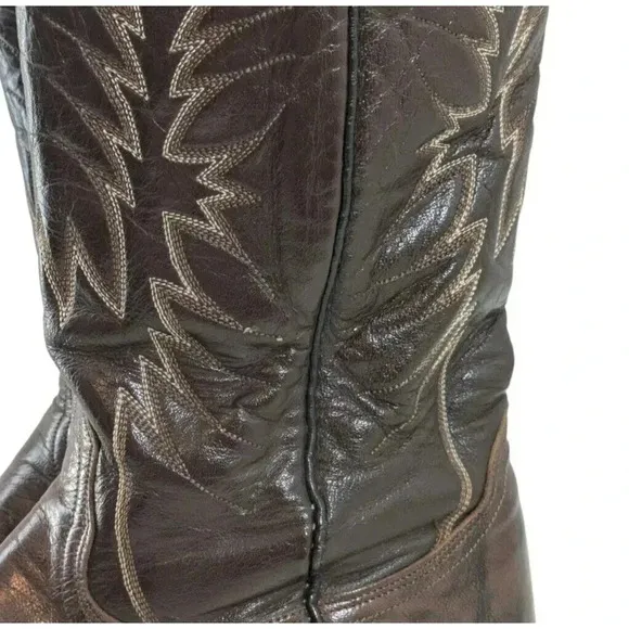 Vintage Nocona Brown Leather Cowboy Western Boots Size 8.5 D Pointed Toe Mens