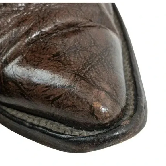 Vintage Nocona Brown Leather Cowboy Western Boots Size 8.5 D Pointed Toe Mens