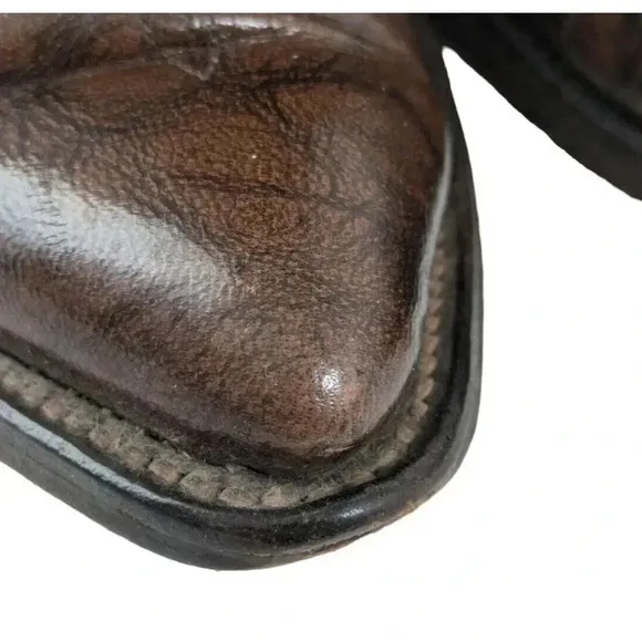 Vintage Nocona Brown Leather Cowboy Western Boots Size 8.5 D Pointed Toe Mens