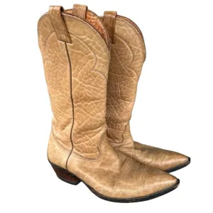 Vintage Nocona Deer Hide Leather Butterscotch Western Cowboy Boots 9.5D USA GUC