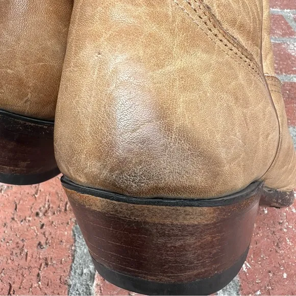 Vintage Nocona Deer Hide Leather Butterscotch Western Cowboy Boots 9.5D USA GUC