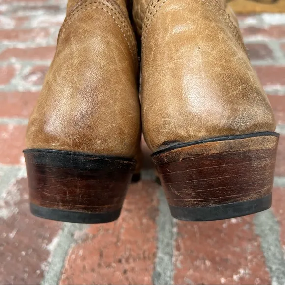 Vintage Nocona Deer Hide Leather Butterscotch Western Cowboy Boots 9.5D USA GUC
