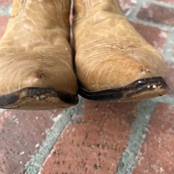 Vintage Nocona Deer Hide Leather Butterscotch Western Cowboy Boots 9.5D USA GUC