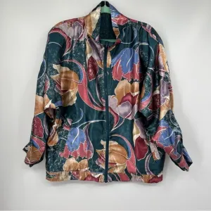Vintage Rafael Satin Reversible Dotted Long Sleeves Zipper Windbreaker Jacket