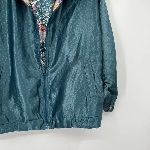 Vintage Rafael Satin Reversible Dotted Long Sleeves Zipper Windbreaker Jacket