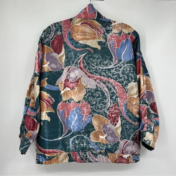 Vintage Rafael Satin Reversible Dotted Long Sleeves Zipper Windbreaker Jacket