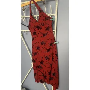 Vintage Red Sweet Heart Dress Black Roses Stretch Babydoll Romantic Rampage Sm