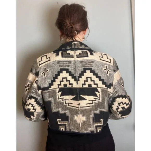 Vintage Southwestern Cropped Vintage Jacket ~ 1980s 90s Y2K Flashback ~ Sz L