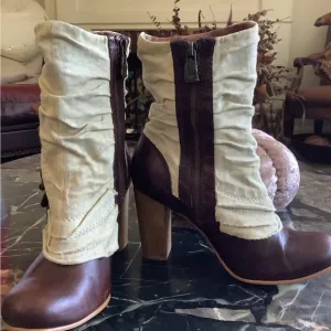 Vintage ultra rare London Underground brown leather Victorian Granny boots sz 6