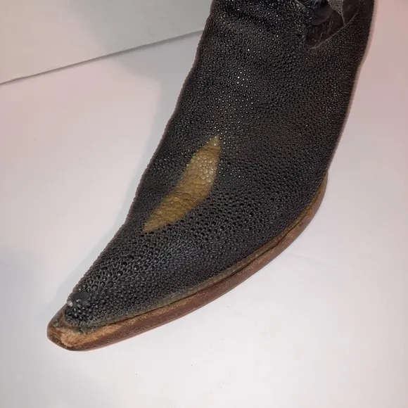 Vintage Western Cowboy Boots Pointy Toes Heels Men's Black Size 7 Conya Leon