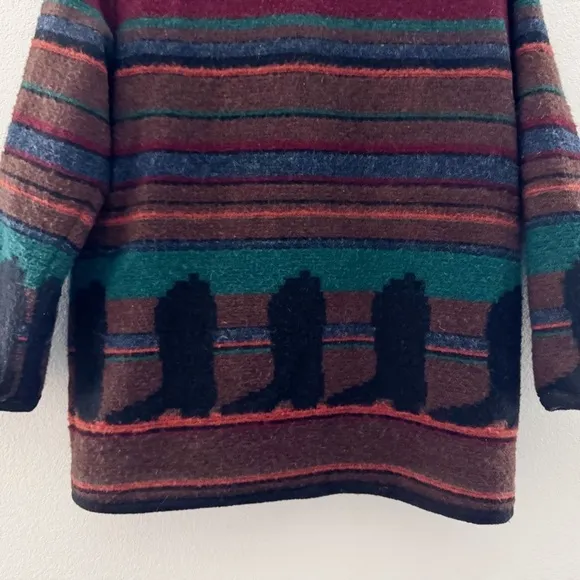 Vintage Woolrich Barn Jacket Chore Serape Country Western Woven Tapestry Red M