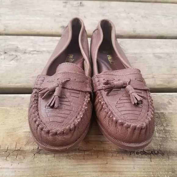 Vintage Pillows Jessie A Loafers Leather Weave Tasseled Comfort Shoes Sz 7.5