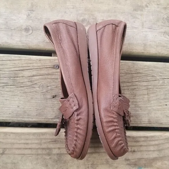 Vintage Pillows Jessie A Loafers Leather Weave Tasseled Comfort Shoes Sz 7.5