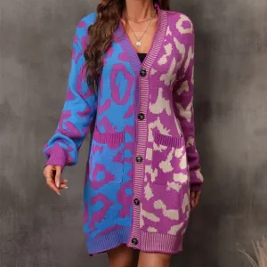 Violet Leopard Button Down Cardigan