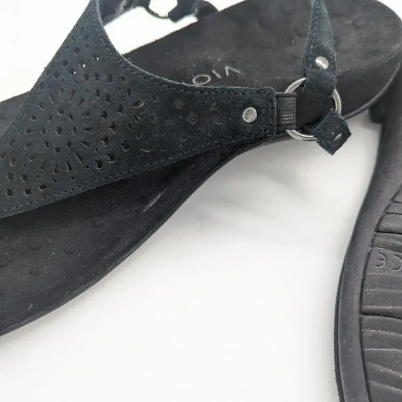 Vionic Black Kirra Toe Post Thong Sandal Adjustable Buckle Arch Support Size 8