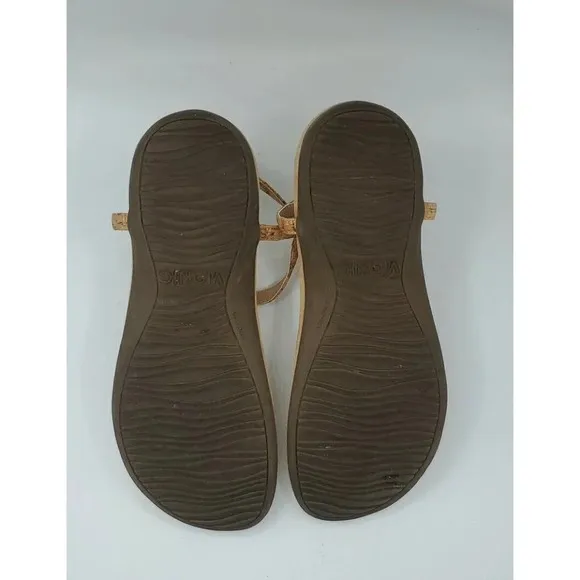 VIONIC Gwinn Tan Leather T-Strap Emblished Stone Gems Thong Sandals - Tan Size 8