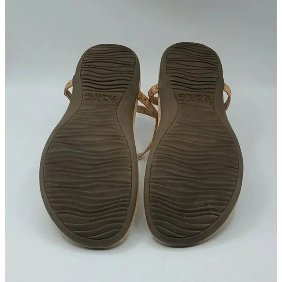 VIONIC Gwinn Tan Leather T-Strap Emblished Stone Gems Thong Sandals - Tan Size 8