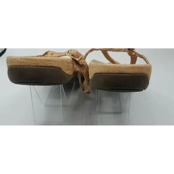 VIONIC Gwinn Tan Leather T-Strap Emblished Stone Gems Thong Sandals - Tan Size 8