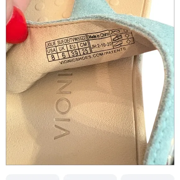 Vionic 'Jolie' Suede Thong Slingback Platform Teal Sandals Women's Size 8