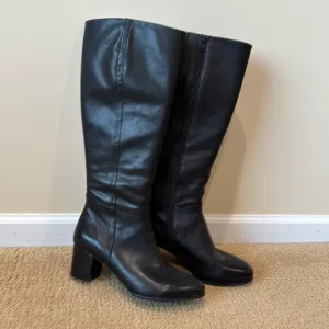Vionic Knee‎ High Tall Leather Chunky Heel Boots - Black - Size 10
