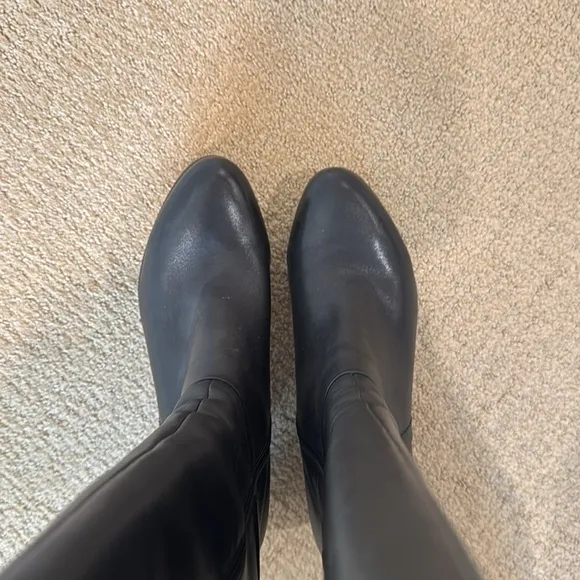 Vionic Knee‎ High Tall Leather Chunky Heel Boots - Black - Size 10