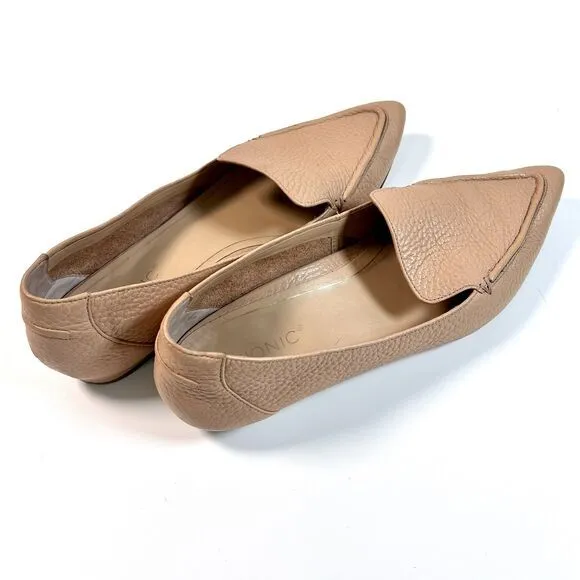 Vionic Shoes Womens 8.5 Nude Leather Loafers Casual Comfort Slip On Noah‎ Flats