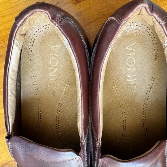 Vionic Sullivan Men Loafer Shoes Burnished Brown Leather Slip On Size 12 Medium