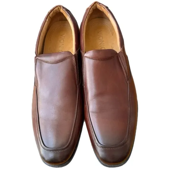 Vionic Sullivan Men Loafer Shoes Burnished Brown Leather Slip On Size 12 Medium