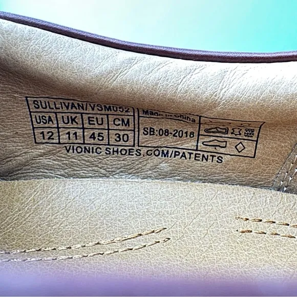 Vionic Sullivan Men Loafer Shoes Burnished Brown Leather Slip On Size 12 Medium
